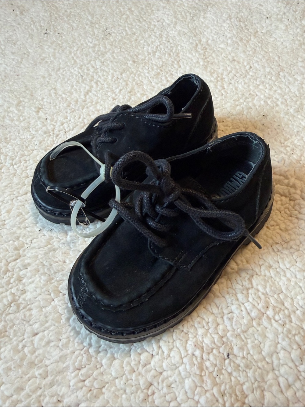 Vintage Gymboree Toddler Boys Black Suede Oxford Shoes Size 6 6M Chunky Lug Sole